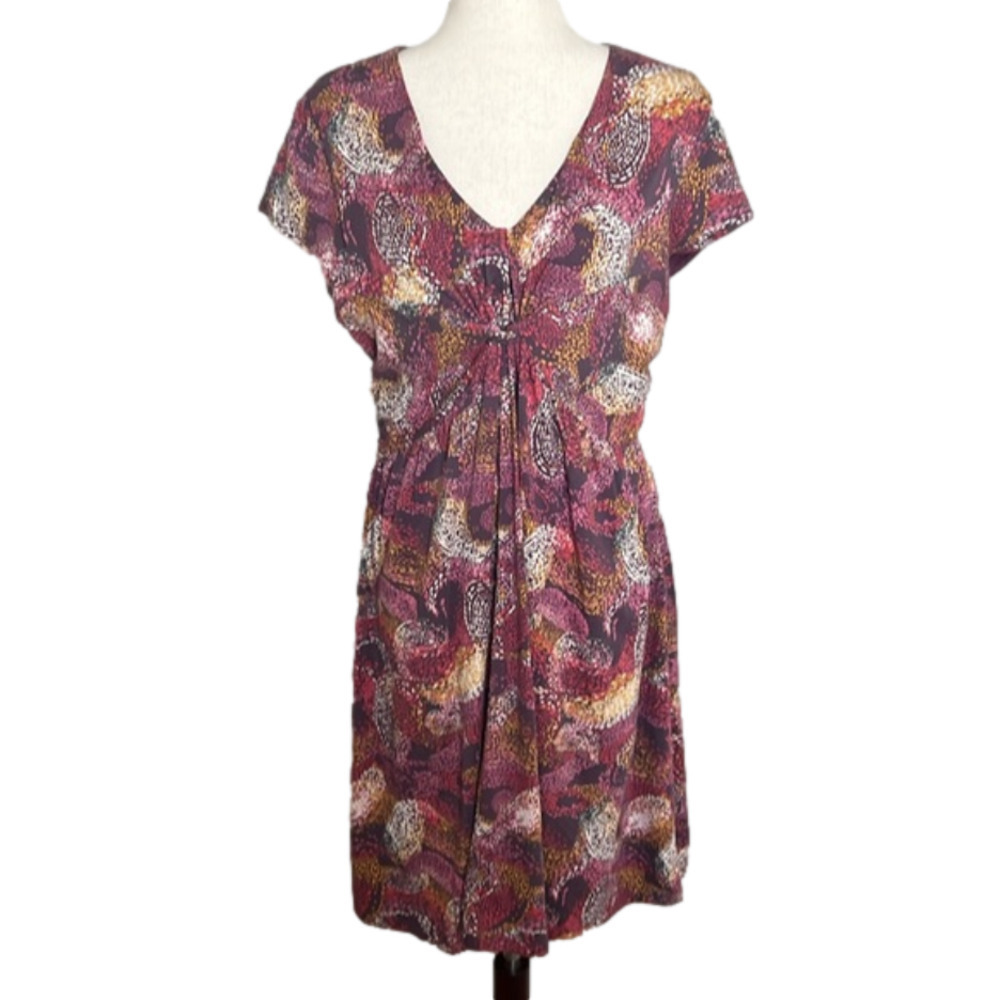 Garnet‎ Hill Garden Party Dress Muted Maroon Abstract Swirl Size 10